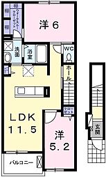 ウエストガーデン6 2LDKの間取図画像