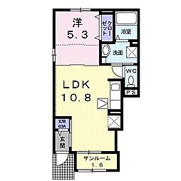ルミナ手柄I 1LDKの間取図画像