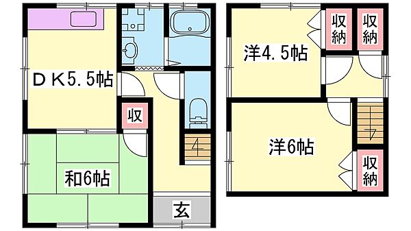 兵庫県姫路市飾磨区今在家北３丁目(賃貸一戸建3DK・1階・64.97㎡)の写真 その2