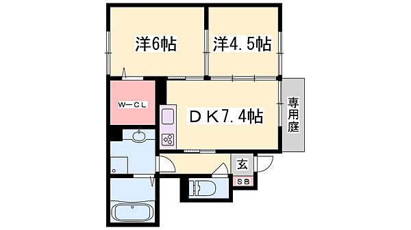 兵庫県加東市北野(賃貸アパート2DK・1階・45.60㎡)の写真 その2