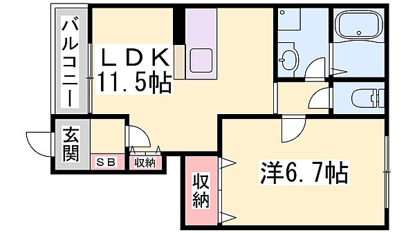 兵庫県加東市木梨(賃貸アパート1LDK・1階・44.95㎡)の写真 その2