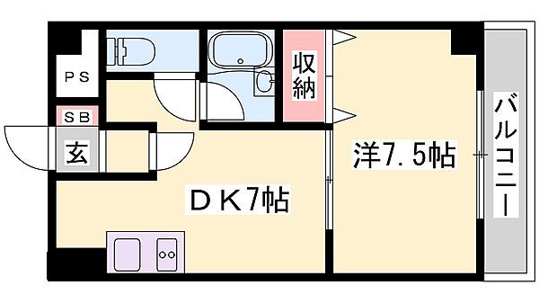 兵庫県姫路市佃町(賃貸マンション1DK・2階・32.09㎡)の写真 その2
