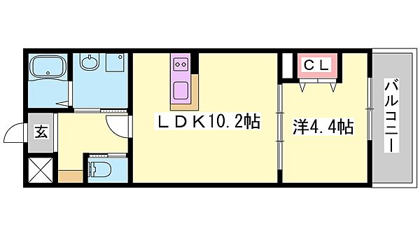 兵庫県姫路市飾磨区西浜町１丁目(賃貸マンション1LDK・3階・41.35㎡)の写真 その2