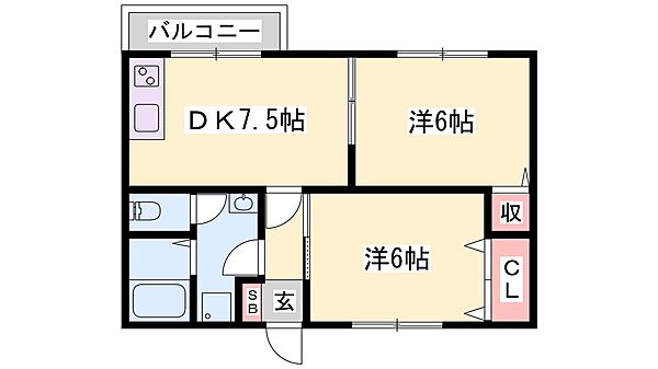 兵庫県加古川市東神吉町西井ノ口(賃貸アパート2DK・1階・47.23㎡)の写真 その2