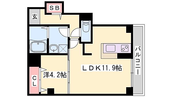 兵庫県姫路市小姓町(賃貸マンション1LDK・5階・43.24㎡)の写真 その2