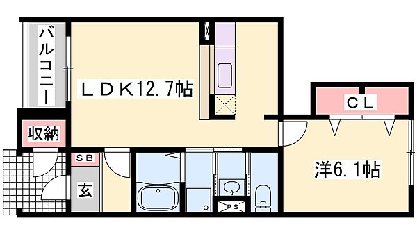 兵庫県加古川市平岡町中野(賃貸アパート1LDK・1階・46.03㎡)の写真 その2