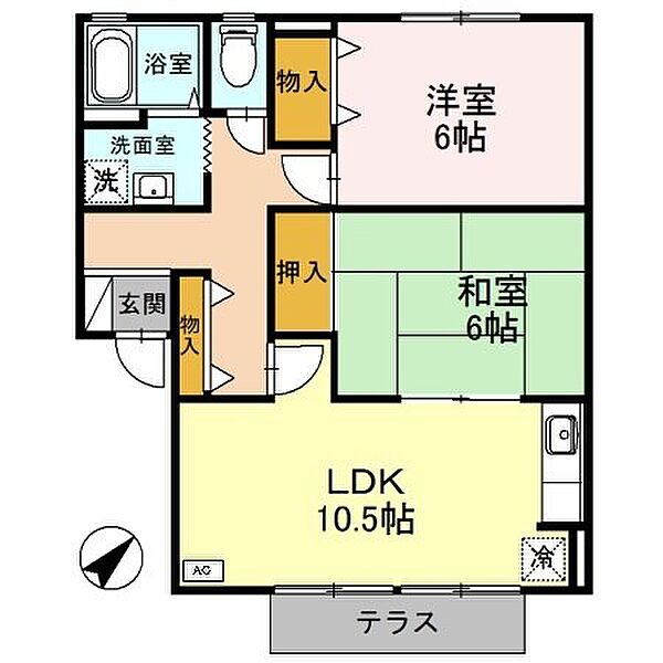 兵庫県たつの市龍野町中村(賃貸アパート2LDK・1階・55.20㎡)の写真 その2