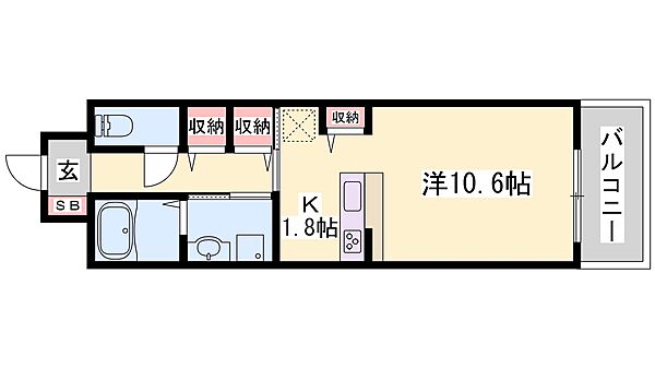 兵庫県姫路市飾磨区野田町(賃貸マンション1K・2階・30.96㎡)の写真 その2