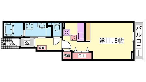 兵庫県姫路市名古山町(賃貸アパート1K・1階・34.15㎡)の写真 その2