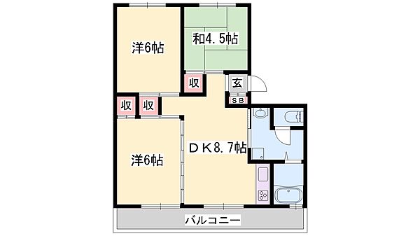 兵庫県姫路市広畑区才(賃貸アパート3DK・1階・52.08㎡)の写真 その2