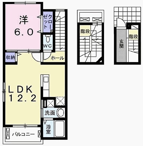 兵庫県加古川市平岡町一色(賃貸アパート1LDK・3階・53.34㎡)の写真 その2