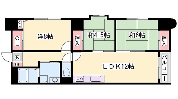 兵庫県姫路市古二階町(賃貸マンション3LDK・4階・55.60㎡)の写真 その2
