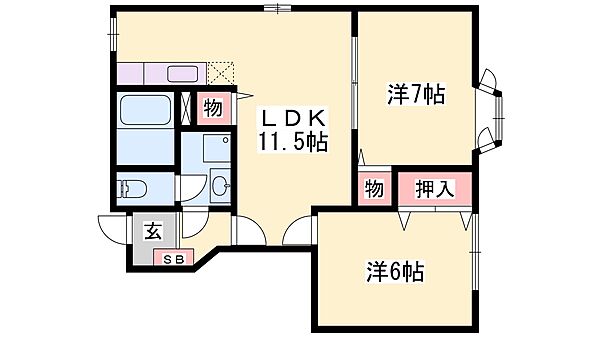 兵庫県西脇市小坂町(賃貸アパート2LDK・1階・53.51㎡)の写真 その2
