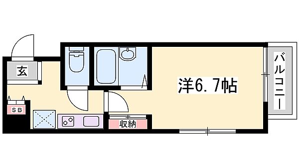 兵庫県姫路市飾磨区三宅１丁目(賃貸マンション1K・4階・22.51㎡)の写真 その2