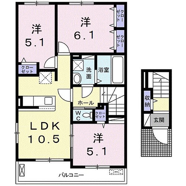 兵庫県姫路市花田町加納原田(賃貸アパート3LDK・2階・63.66㎡)の写真 その2