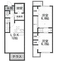 兵庫県三木市志染町中自由が丘１丁目（賃貸アパート2LDK・1階・64.98㎡） その1