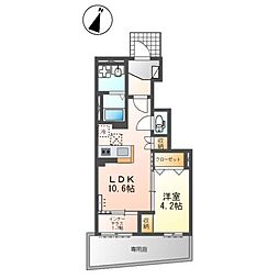 三木市末広2丁目新築アパート 1階1LDKの間取り