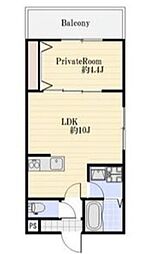 アプローズ加古川 3階1LDKの間取り