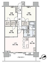 クリオ久留米セントラルマークス 3LDKの間取図画像