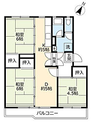 UR都市機構押草団地112棟 3DKの間取図画像