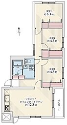 メゾンドルチェ平岸第3 3LDKの間取図画像