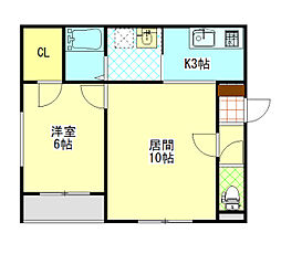 ハスコリオ神楽B 1LDKの間取図画像