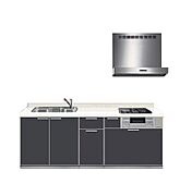 【同仕様写真】キッチンは幅約255cmと広々としている永大製の新品システムキッチンに交換します。お掃除しやすい人工大理石天板や、豊富な収納スペースが魅力です。
