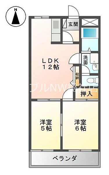 岡山県倉敷市西阿知町西原(賃貸アパート2LDK・2階・46.00㎡)の写真 その2