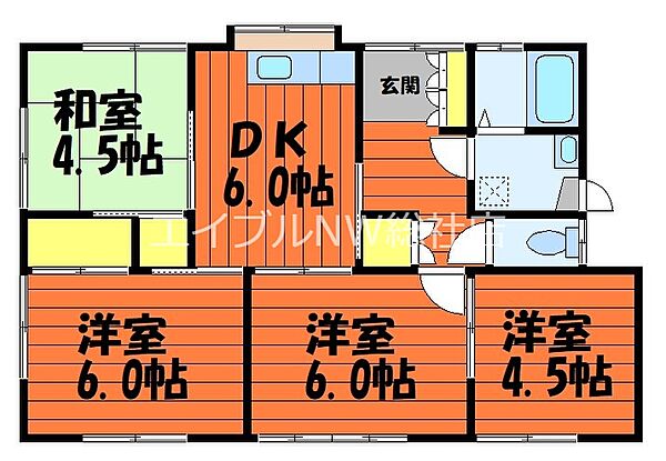 岡山県倉敷市白楽町(賃貸一戸建4DK・1階・64.31㎡)の写真 その2