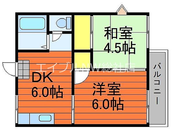 岡山県倉敷市沖(賃貸アパート2DK・2階・30.42㎡)の写真 その2