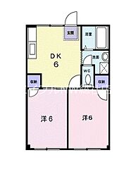 JR山陽本線 西阿知駅 徒歩19分の賃貸アパート 2階2DKの間取り