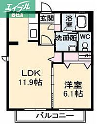 水島臨海鉄道 福井駅 徒歩8分の賃貸アパート 2階1LDKの間取り