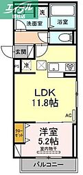 JR山陽本線 倉敷駅 徒歩11分の賃貸アパート 1階1LDKの間取り