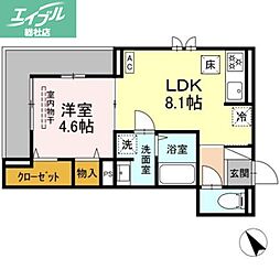 JR山陽本線 倉敷駅 徒歩9分の賃貸アパート 3階1LDKの間取り