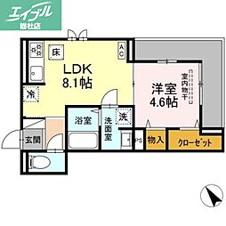 JR山陽本線 倉敷駅 徒歩9分の賃貸アパート 2階1LDKの間取り