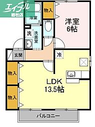 水島臨海鉄道 福井駅 徒歩8分の賃貸アパート 1階1LDKの間取り