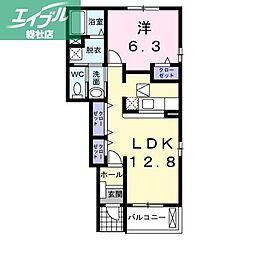JR吉備線 備前一宮駅 徒歩10分の賃貸アパート 1階1LDKの間取り