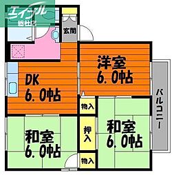 水島臨海鉄道 三菱自工前駅 徒歩33分の賃貸アパート 1階3DKの間取り