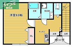 JR山陽本線 倉敷駅 徒歩19分の賃貸アパート 1階1Kの間取り