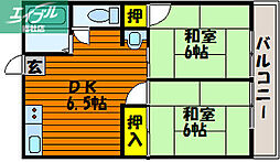 シティハイムあかねA 2DKの間取図画像