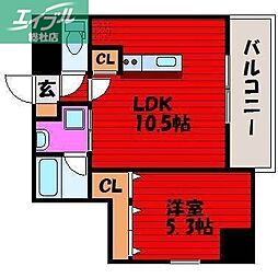 COCO川西町 1LDKの間取図画像