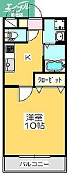 マリベール羽島 1Kの間取図画像
