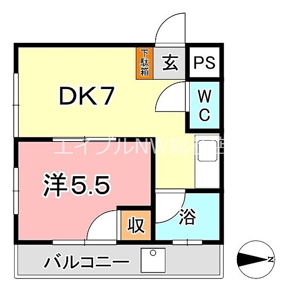 岡山県倉敷市松島(賃貸マンション1DK・3階・32.29㎡)の写真 その2