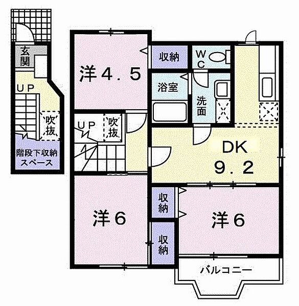 メゾンパルテール1 ｜兵庫県豊岡市戸牧(賃貸アパート3DK・2階・65.57㎡)の写真 その2