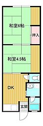 ハイツ一本木 2DKの間取図画像