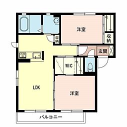 ガーデン憩 2LDKの間取図画像