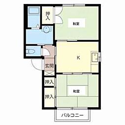 リバティーハイツ 2Kの間取図画像