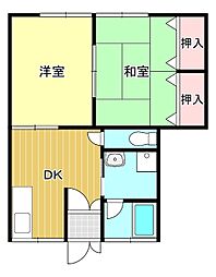 メゾン・ド・ベルデュール 2DKの間取図画像