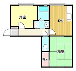 弥栄町サンガーデン 2DKの間取図画像