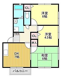 プライム2 3DKの間取図画像